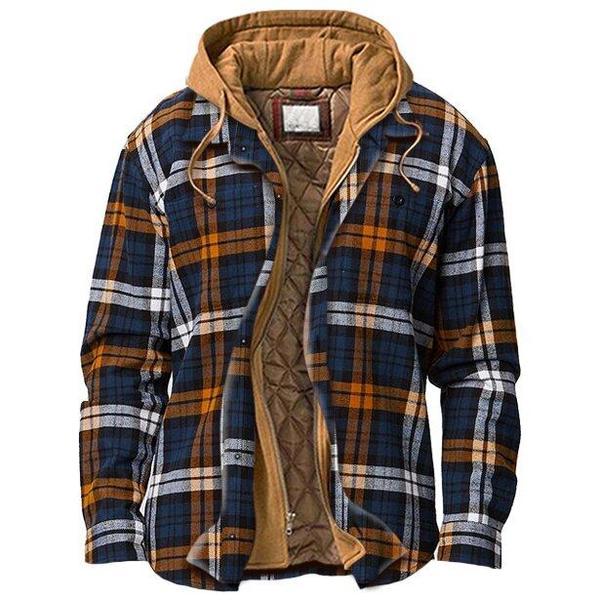 JOE - Karierte Männerjacke mit Kapuze und Kunstfell für den Herbst und Winter