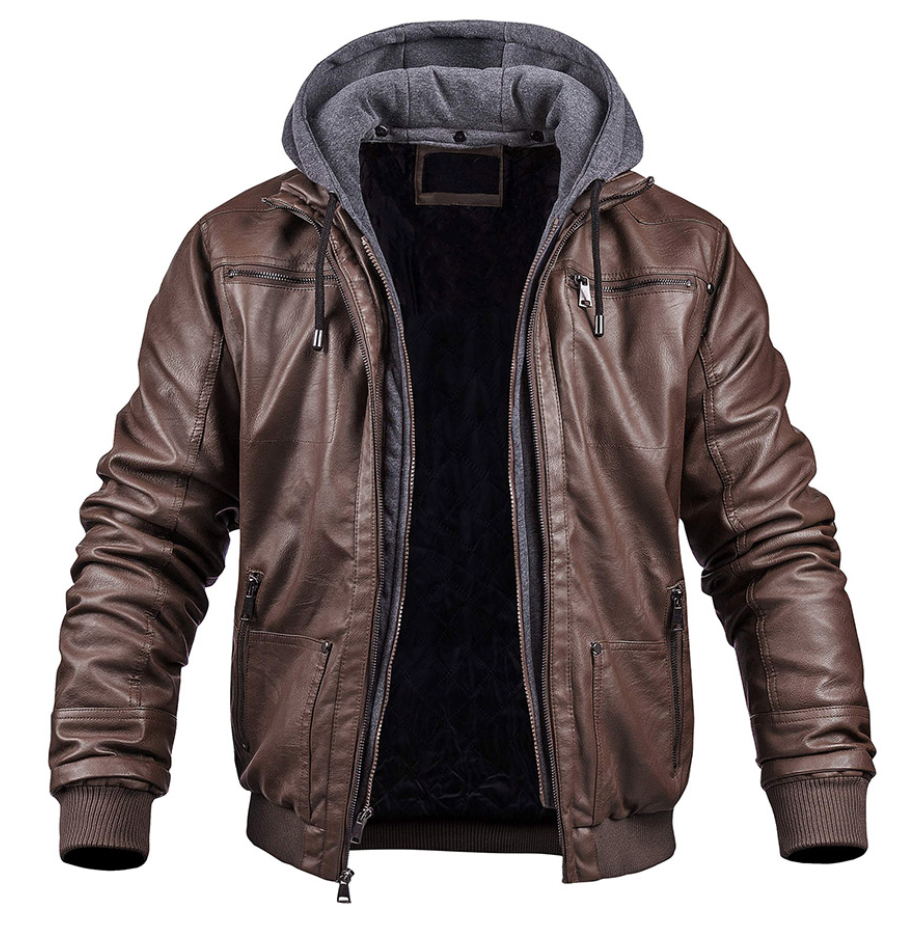 BENJAMIN - Stilvolle Premium Leder-Winter-Jacke mit Kapuze