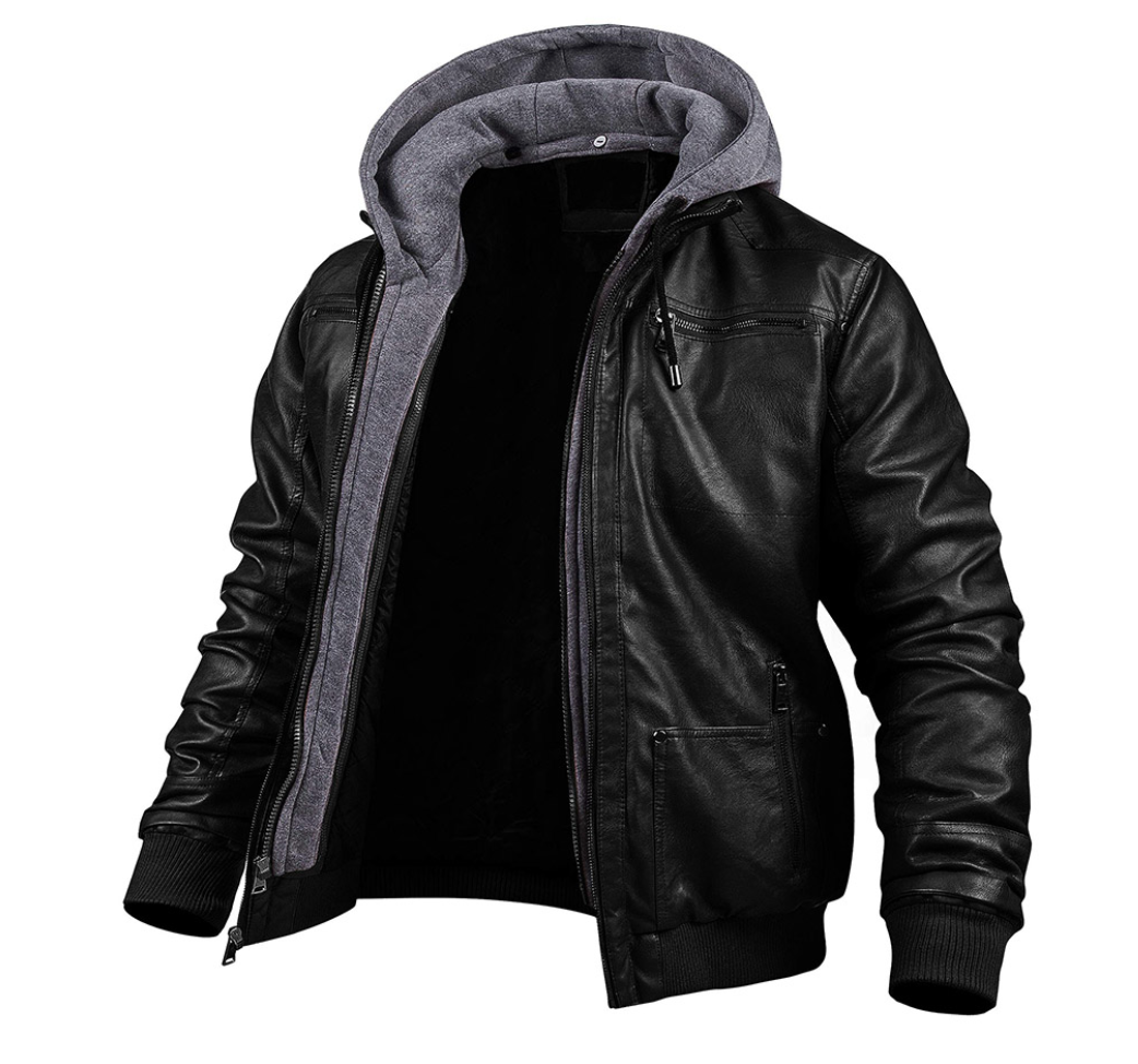 BENJAMIN - Stilvolle Premium Leder-Winter-Jacke mit Kapuze