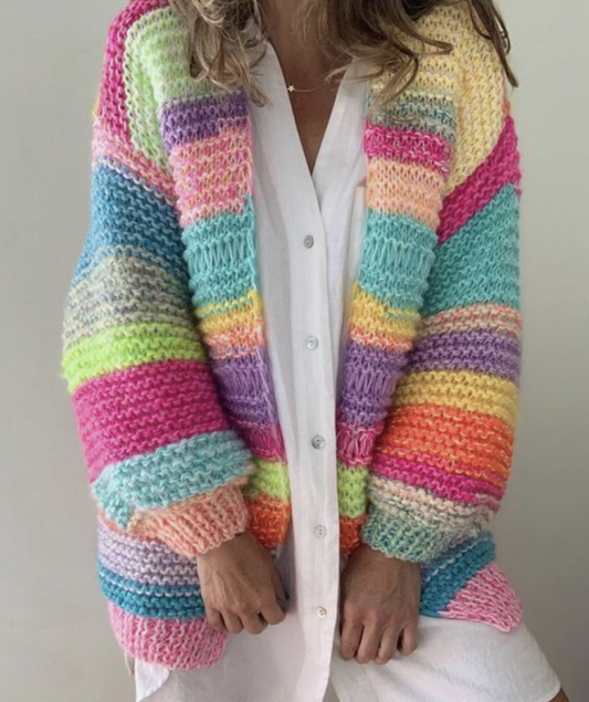 ANITA - Warmer stylischer Strick-Cardigan in Regenbogenfarben
